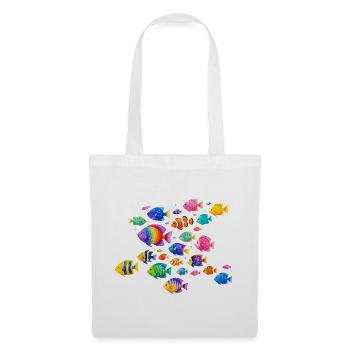 Illustration colorée de poissons tropicaux - Sac en tissu - blanc - Devant