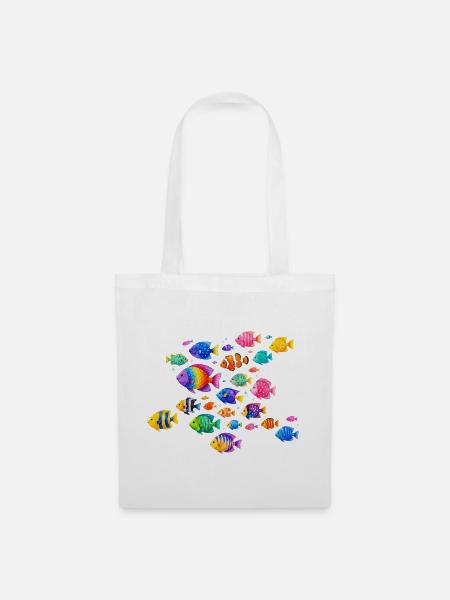 Bunte Tropenfische Illustration - Stoffbeutel - Weiß