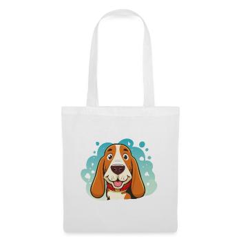 Kleiner Basset Hound (Porträt/Nah) - Stoffbeutel - Weiß - Vorne