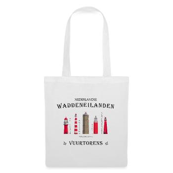 Leuchttürme Texel, Ameland, Terschelling, Vlieland - Stoffbeutel - Weiß - Vorne