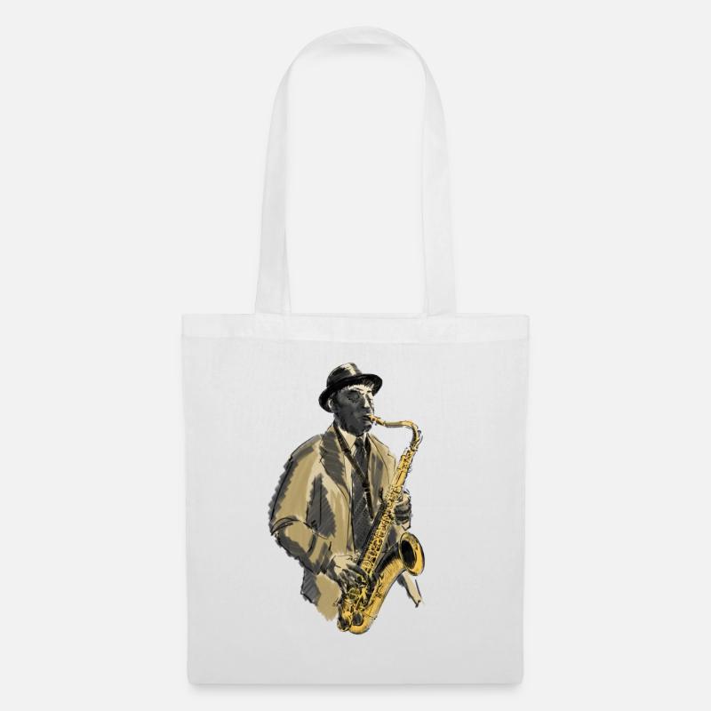saxophon - Sac en tissu - blanc