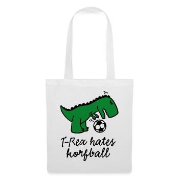 T-Rex hates korfball ball funny dinosaur cartoon - Tote Bag - white - Front