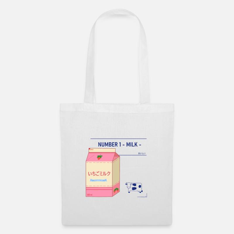 Japanisches Erdbeermilch-Ziegel-Design - Stoffbeutel - Weiß