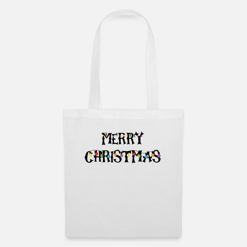 Frohe Weihnachten Lichterkette Geschenk - Stoffbeutel - Weiß