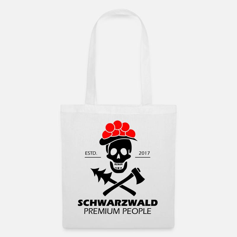 Schwarzwald Totenkopf Bollenhut - Premium Design - Stoffbeutel - Weiß