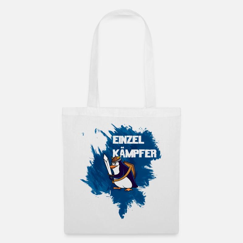 Einzelkämpfer Wikinger-Pinguin - Stoffbeutel - Weiß