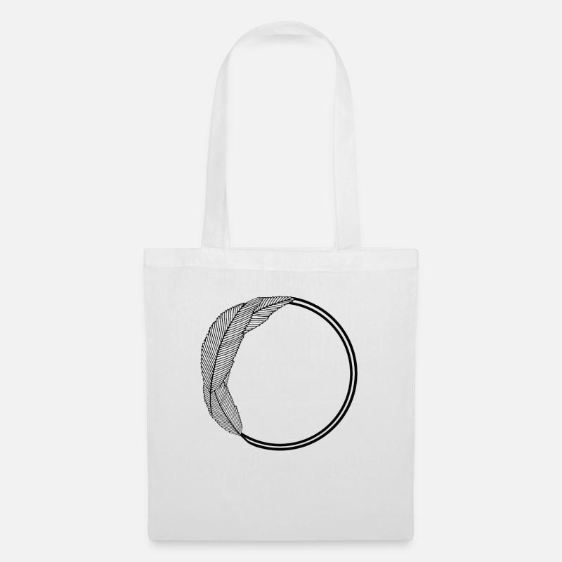 Round frame with large leaves - Tote Bag - white
