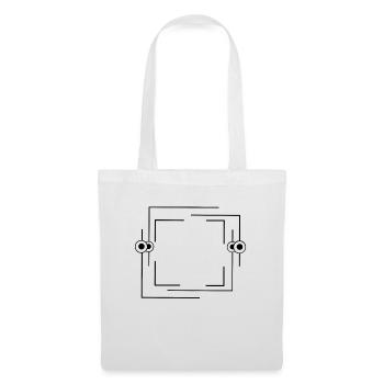 Bordure noire Ligne de tiret Texte de base - Sac en tissu - blanc - Devant