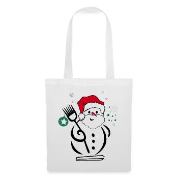 Bonhomme de neige, Père Noël - Sac en tissu - blanc - Devant
