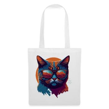 Rebel Paws: Retro Cat T-Shirt Art - Tote Bag - white - Front