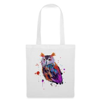 Hibou aquarelle - Sac en tissu - blanc - Devant