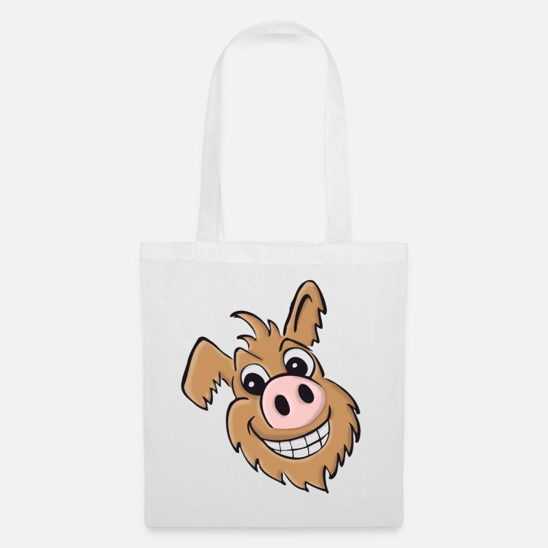 Schweinehund - freundlich - Stoffbeutel - Weiß