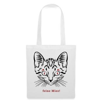 Katze, feine Miez - Stoffbeutel - Weiß - Vorne