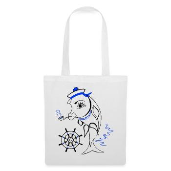 Marin, Poisson, Ahoy - Sac en tissu - blanc - Devant