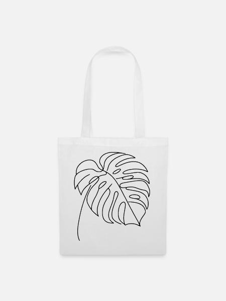 Monstera Blatt Schwarz - Stoffbeutel - Weiß
