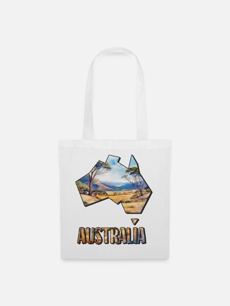 Aquarell Landkarte Australien - Stoffbeutel - Weiß