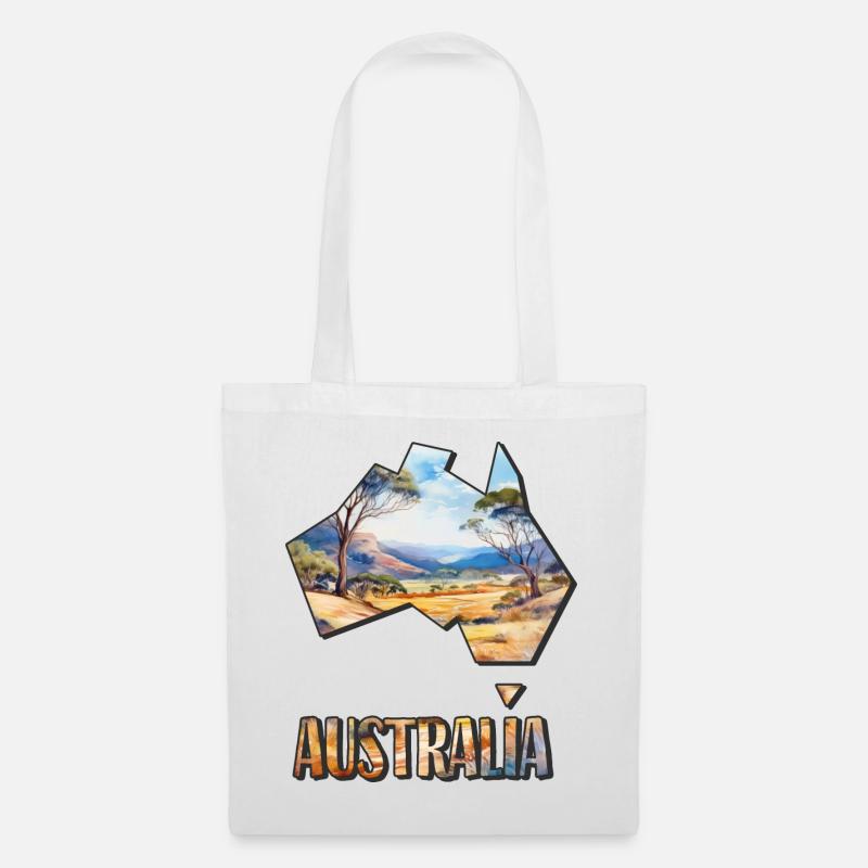 Aquarell Landkarte Australien - Stoffbeutel - Weiß