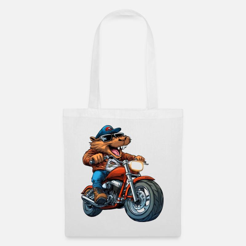 Motorcycle Beaver - Tote Bag - white