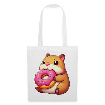 Cute Capybara with Donut Cute Snacking Dessert - Tote Bag - white - Front