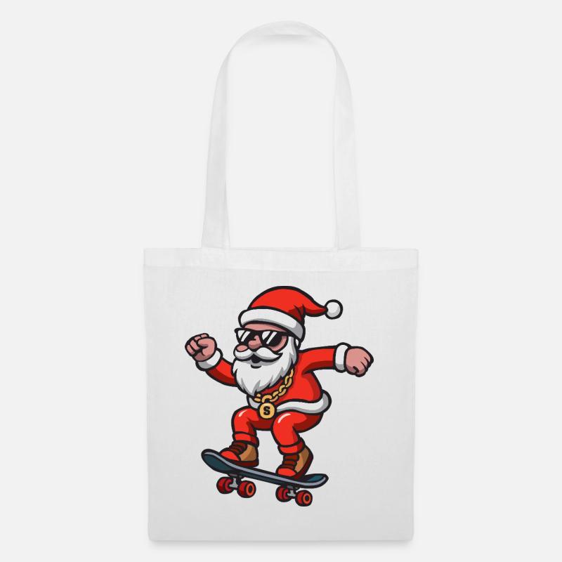 Santa Skating - Stoffbeutel - Weiß