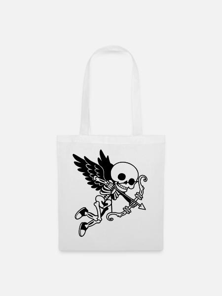 Skeleton Cupid with Wings Black - Tote Bag - white