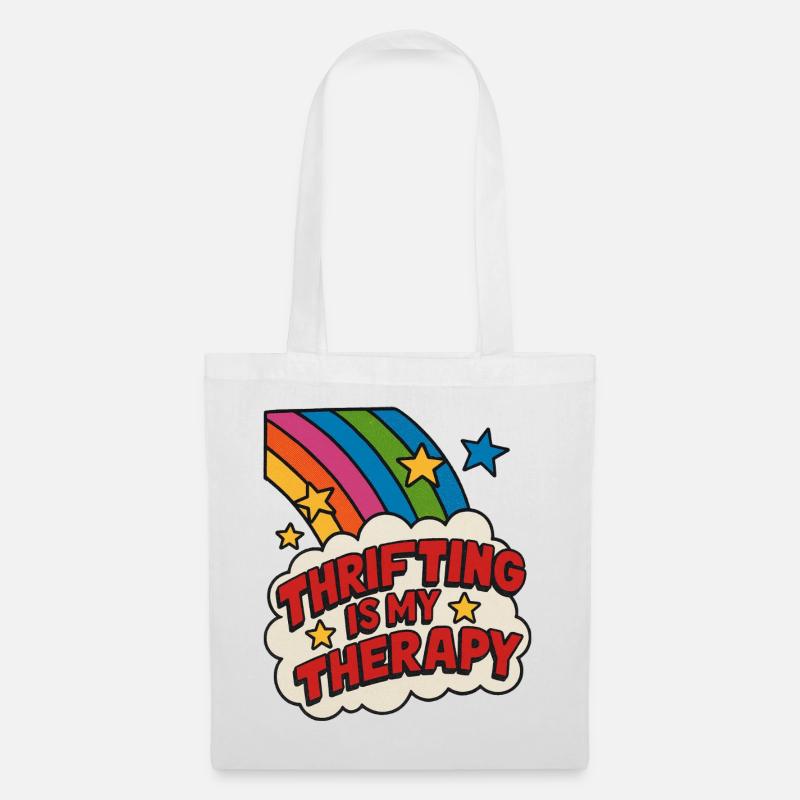 Secondhand-Therapie-Regenbogenaufkleber - Stoffbeutel - Weiß