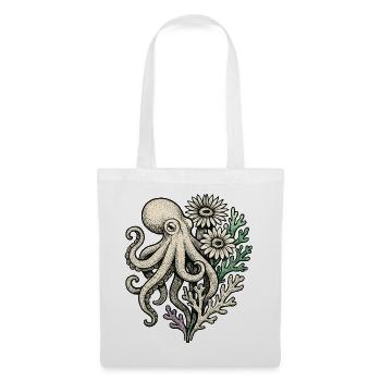 Oktopus mit Korallenblüten - Stoffbeutel - Weiß - Vorne