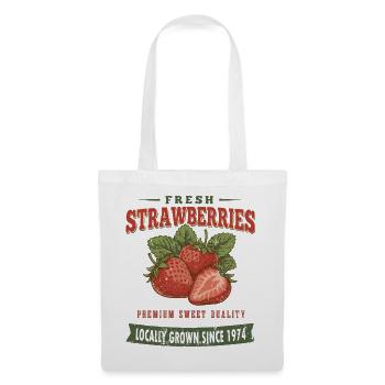 Vintage Erdbeer Shirt, Sweet Strawberry Style - Stoffbeutel - Weiß - Vorne