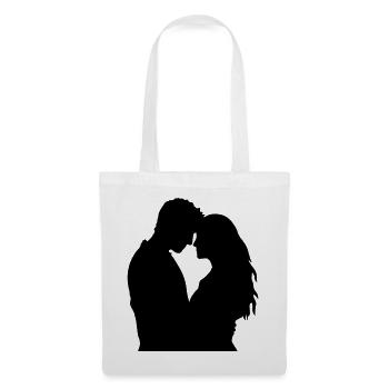 Couple Silhouette Amour Romance Petit ami de la Saint-Valentin - Sac en tissu - blanc - Devant