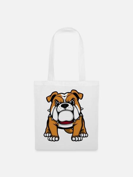 Bulldogge Hund Geschenk Hundeliebhaber - Stoffbeutel - Weiß
