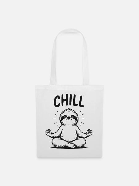 Chill-Sloth Zen Motiv - Stoffbeutel - Weiß