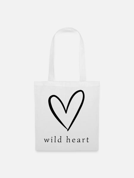 Wild Heart | Modern Herz Shirt - Stoffbeutel - Weiß