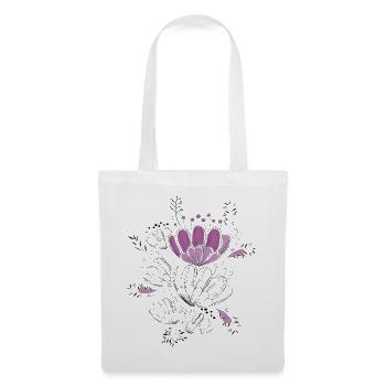 fleurs violettes - Sac en tissu - blanc - Devant