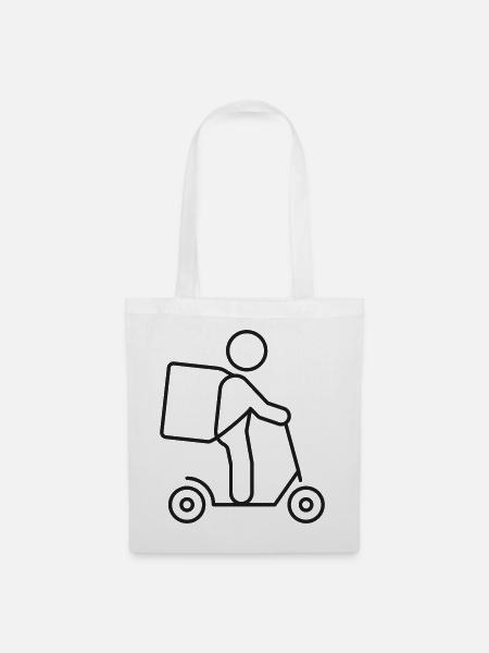 Kurierliefer-Scooter-Queue-Symbol - Stoffbeutel - Weiß