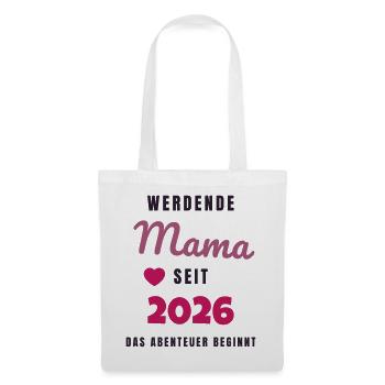 Werdende Mama 2026 - Schwanger Geschenk Baby - Stoffbeutel - Weiß - Vorne
