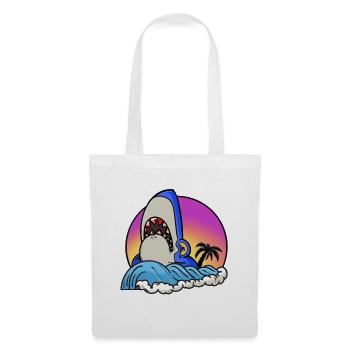 Shark surfer at sunset wave - Tote Bag - white - Front