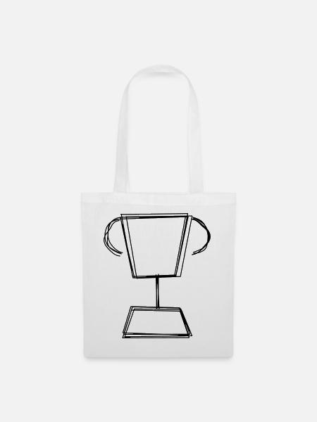 Pokal handgezeichnet - Stoffbeutel - Weiß