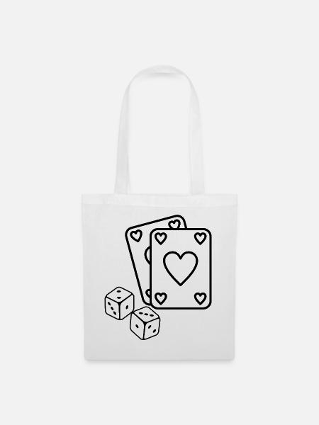 Spielkarten Würfel Glück minimalistisch - Stoffbeutel - Weiß