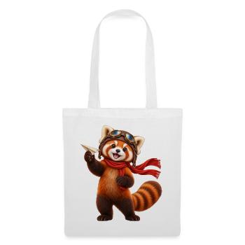 Pilot Red Panda mit Papierflugzeug - Stoffbeutel - Weiß - Vorne