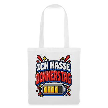 Ich hasse Donnerstag – Pixel Büro Spruch - Stoffbeutel - Weiß - Vorne