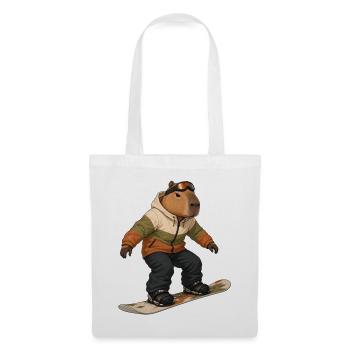 Capybara beim Snowboarding - Stoffbeutel - Weiß - Vorne