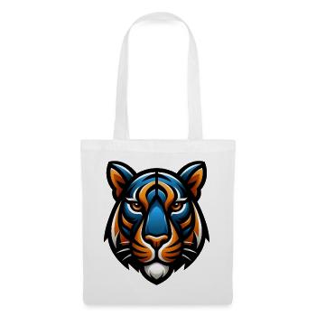 Tiger Kopf Vektor Blau Orange - Stoffbeutel - Weiß - Vorne