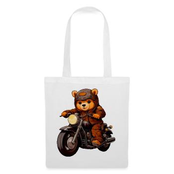 Motorrad Bären Teddy - Stoffbeutel - Weiß - Vorne