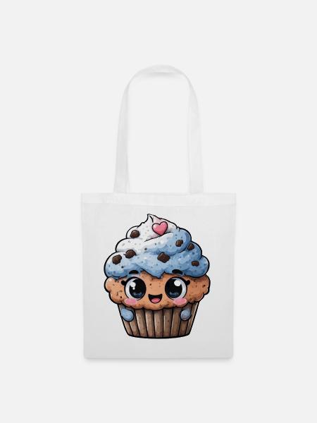 Kawaii Cupcake Herzglück - Stoffbeutel - Weiß