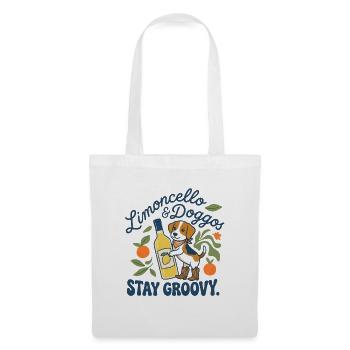 Lustiger Limoncello Stay Groovy Hund - Stoffbeutel - Weiß - Vorne