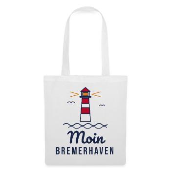 Moin Bremerhaven – Leuchtturm Nordsee Motiv - Stoffbeutel - Weiß - Vorne