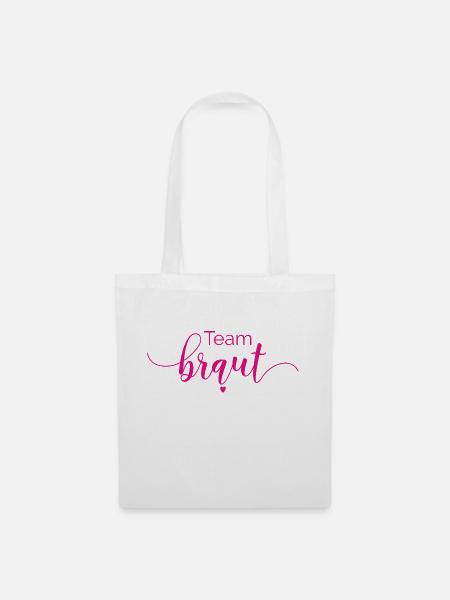 Brautshirts Schrift Braut pink Team - Stoffbeutel - Weiß