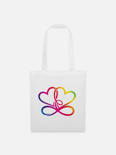 Zwei Herzen Regenbogen Infinity Love CSD LGBT - Stoffbeutel - Weiß