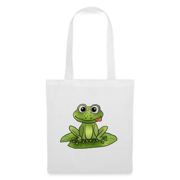 Frosch auf Seerose - Stoffbeutel - Weiß - Vorne
