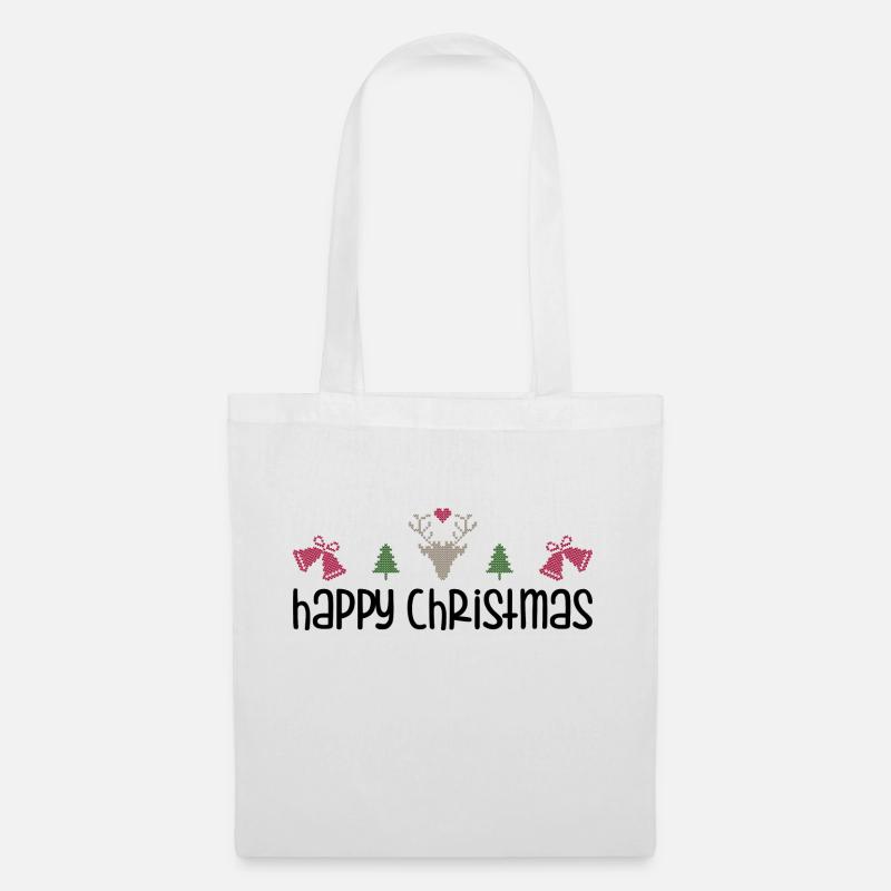 Happy Christmas - Stoffbeutel - Weiß